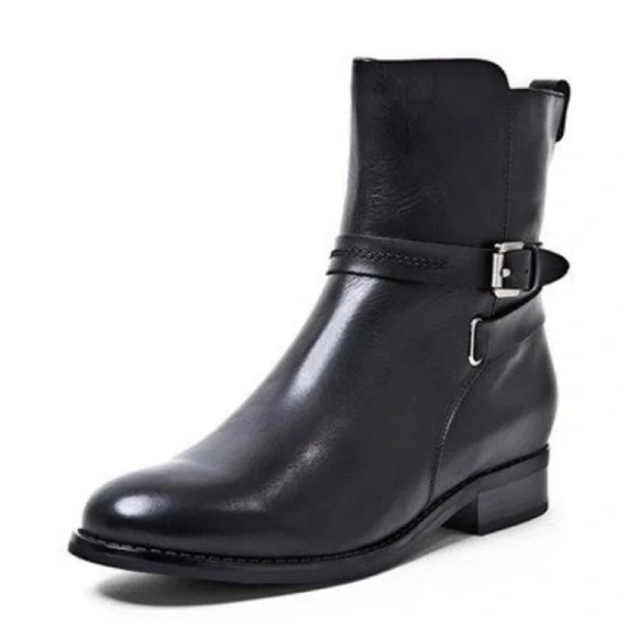 BLONDO Black Leather Zip Buckle Fashion Ankle Boots Booties Size 8 M - Picture 1 of 11